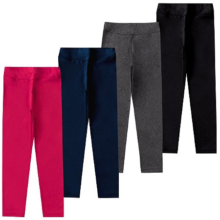 Kit 2 Calças Legging Térmica Suplex Flanelada Infantil Juvenil Menina Tamanho 04 ao 16