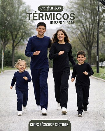 Conjunto Térmico Calça e Blusa Segunda Pele Flanelado Juvenil Menino Menina Quentinho para Inverno Tam 04-16