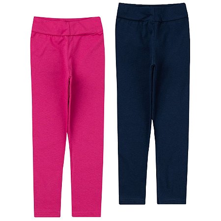 Kit com 2 Calça Leggings, de  Cotton, Infantil  e Juvenil Tamanhos 4 ao 16 , Cores básicas e Lisas