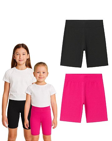 Kit 2 Shorts Menina Ciclista verão básico Infantil Juvenil Algodão + Cotton Tam 4-10