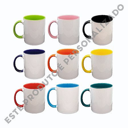Caneca de Cerâmica Alça e Interior em Cores