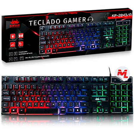 Teclado Gamer Semi Mecânico Usb com Led Knup
