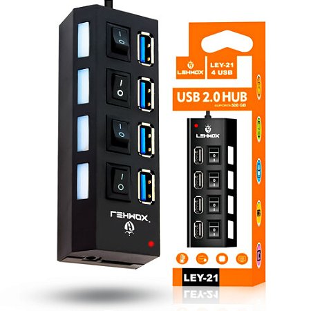 Hub USB Extensor 4 Portas 2.0 com Interruptor Lehmox