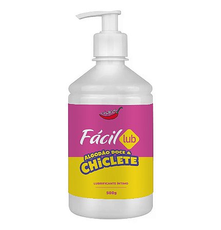 FÁCIL LUB GÉL LUBRIFICANTE BEIJÁVEL CHILLIES ALGODÃO DOCE E CHICLETE 500G