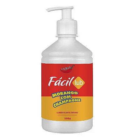 FÁCIL LUB GEL LUBRIFICANTE BEIJÁVEL CHILLIES MORANGO CHAMPANHE 500G