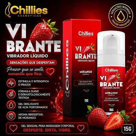 Vibrador Líquido Vibrante Morango 15G