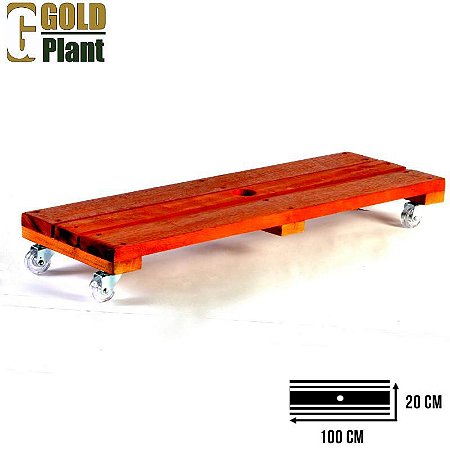 SUPORTE 100X20 CM JARDINEIRA EM MADEIRA TRATADA RODIZIOS CRISTAL