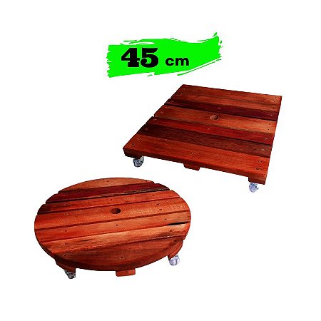 Suporte Vaso Plantas 45cm Roda Rodizio Giratorio Gel Silicone Quadrado