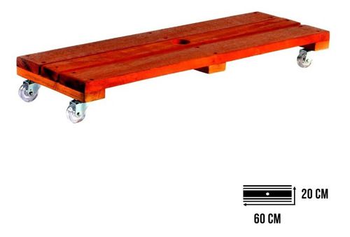 Suporte 60x20 Cm Jardineira Em Madeira Tratada Roda Gel