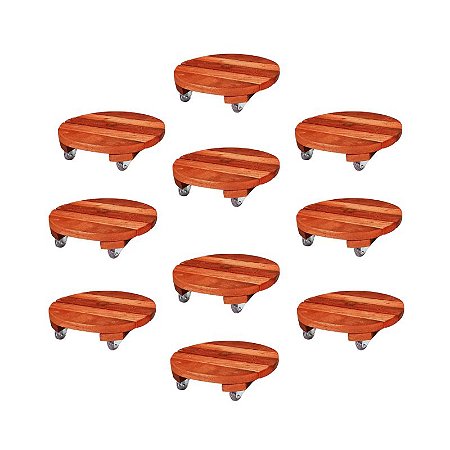 Kit 10 unidades Suporte Vaso Plantas 30cm Roda Rodizio Giratorio Gel Silicone Redondo