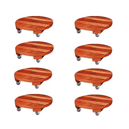 Kit 8 unidades Suporte Vaso Plantas 30cm Roda Rodizio Giratorio Gel Silicone Redondo