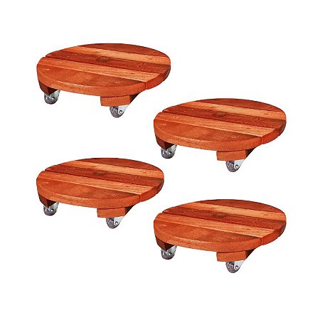 Kit 4 unidades Suporte Vaso Plantas 30cm Roda Rodizio Giratorio Gel Silicone Redondo