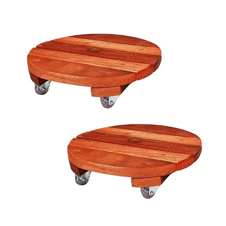 Kit 2 unidades Suporte Vaso Plantas 30cm Roda Rodizio Giratorio Gel Silicone Redondo