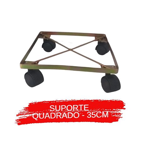 Suporte para Vaso Aço Quadrado  Roda Nylon 35CM