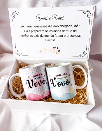 Caixa Revelação de Gravidez para Avós com canecas (cod 48)