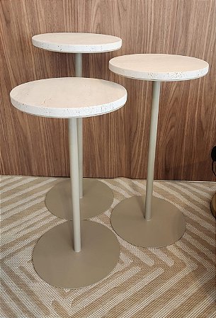 Mesa Lateral Cristal/Pedra Travertino