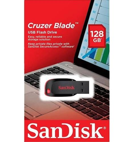 PEN Drive Sandisk Cruzer Blade 128gb USB 2.0 Preto - Sdcz50-128g-b35