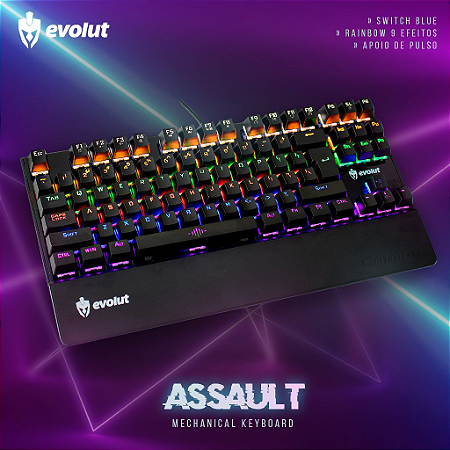 Teclado Gamer Evolut Mecânico Assalt EG-204RB