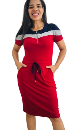 Vestido Midi com Ajuste na Cintura e Bolso Funcional M