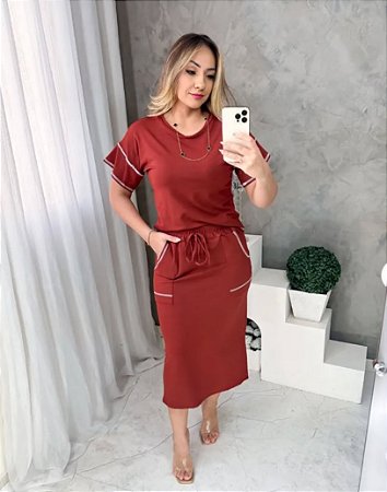 Conjunto Saia Pesponto Moletinho G