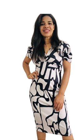 Vestido Estampado com Babado M