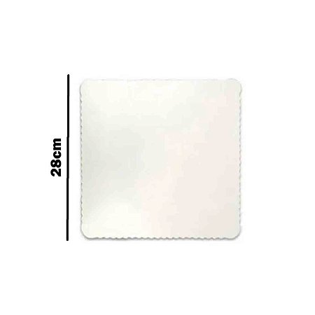 Prato p/ Bolo Cakeboard Quadrado 28cm Branco - UltraFest