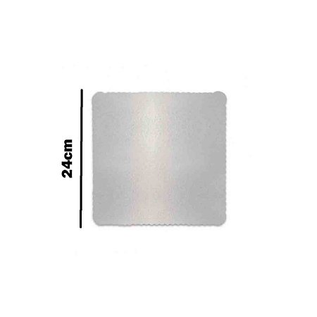 Prato p/ Bolo Cakeboard Quadrado 24cm Prata - UltraFest