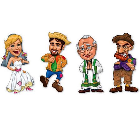 Enfeite Família Caipira 7cm p Decorar Festa Junina P. Cartão