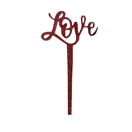 Mini Topo de Bolo LOVE Vermelho 9,5 x 6 cm SILVER