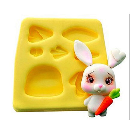 Moldes de Silicone Coelho e Cenoura 9cm Páscoa Cód 669/BLSTA