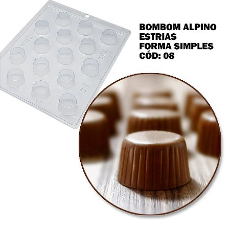Forma Bombom Alpino Estrias Simples 12g Cód 08  BWB