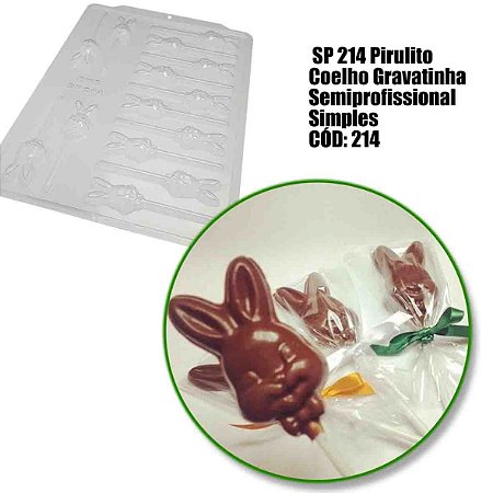 Forma Pirulito Coelho Gravatinha Choc. Simples Cód 214 BWB