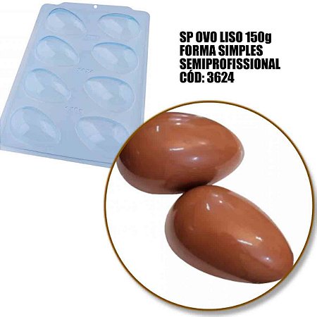 Forma Ovo de Páscoa Liso Simples Semiprof 150g Cód 3624 BWB