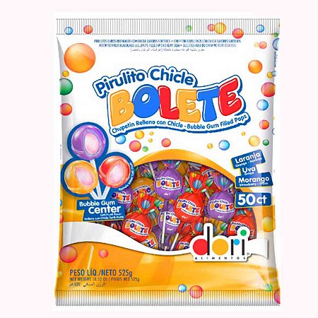 Pirulito com Chiclete Bolete Sortido 525g - Dori
