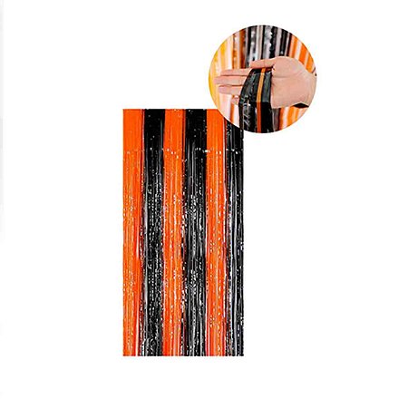 Cortina Halloween Preta e Laranja com 1m x 2m - Silver