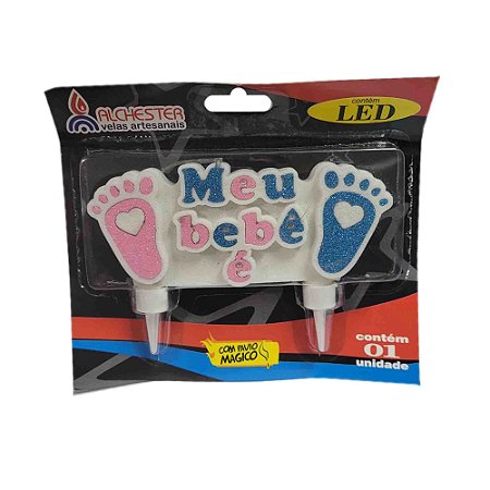 Vela para Chá Revelação Meu Bebê é com led - Alchester