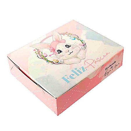Caixa de Páscoa p/ 12 Doces Coelhinha Rosa -JR