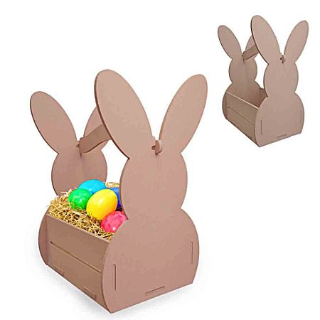 Cesta em MDF Coelho de Páscoa Pequena - Grintoy