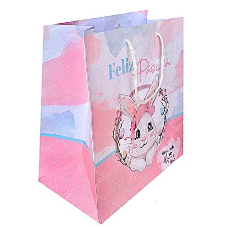 Sacola de Páscoa Coelhinha Rosa Grande -JR