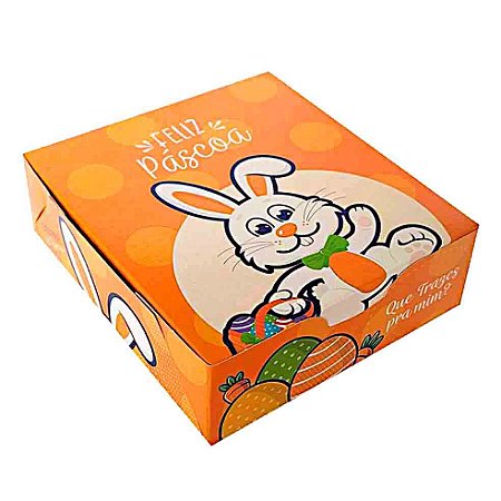 Caixa p/ 9 Doces Coelho da Páscoa Laranja Ref:PS170 - JR