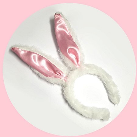Tiara Orelhas de Pelúcia Branca de Coelho Páscoa - SB Aces