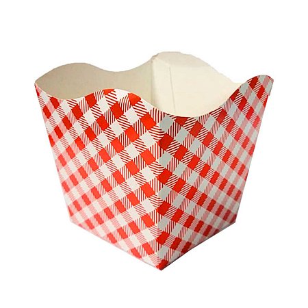Cachepô Médio Xadrez Vermelho p/ Festa Junina Unidade-Kaixote