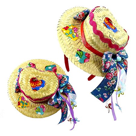 Tiara de Festa Junina Chapéu Coração c/ Lacinho-HalleyFitas