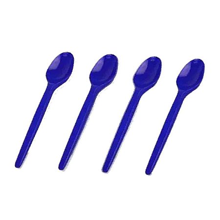 Colher Descartável p/ Sobremesa  Azul Escuro c/ 50 un. - Kaixote