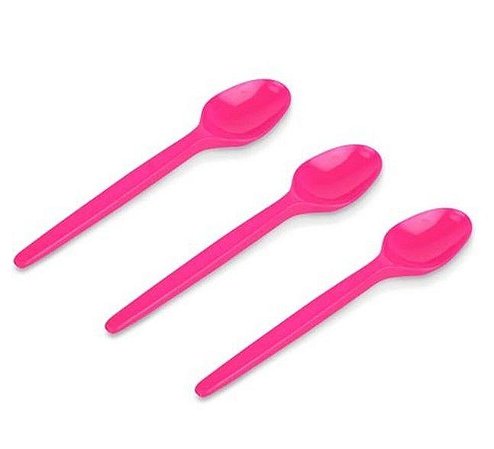 Colher Descartável Pink p/ Sobremesa com 50 un. - Kaixote