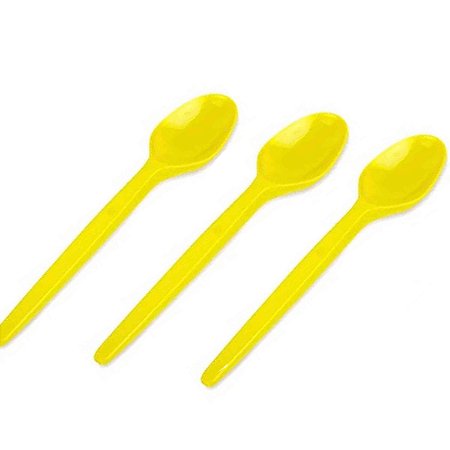 Colher Descartável p/ Sobremesa Amarelo com 50 un. - Kaixote