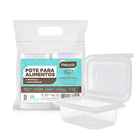 Bandeja c/ Tampa Articulada 500ml Cx.12 un X 24 - Rioplastic