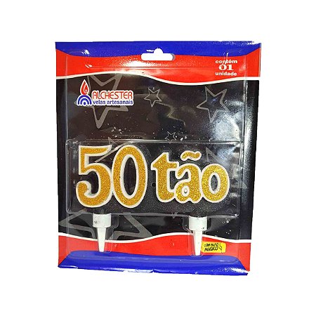 Vela p/ Aniversário de 50 anos 50tão Dourada- Alchester