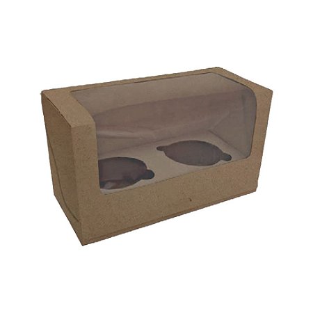 Caixa p/ 2 Cupcake Kraft com Visor Ref CUP4 - JR