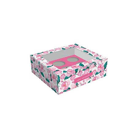 Caixa p/ 9 Doces Estampado "Com Carinho" c/Visor Ref AN12-JR
